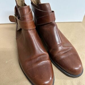 Brown Leather Strap Ankle Boots